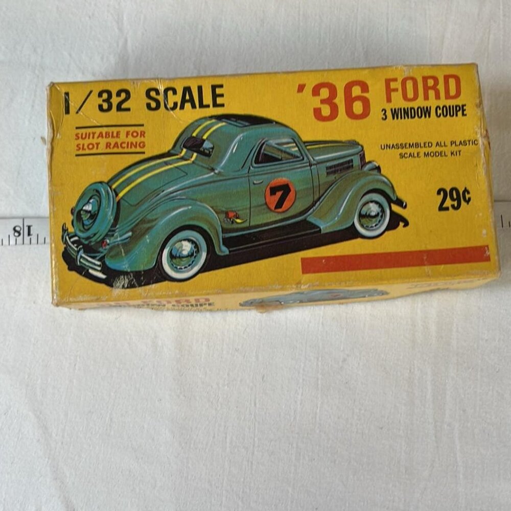 Vintage Plasticraft 1/32 '36 Ford 3 Coupe Model Kit EMPTY BOX  ****Gift‎ Gi